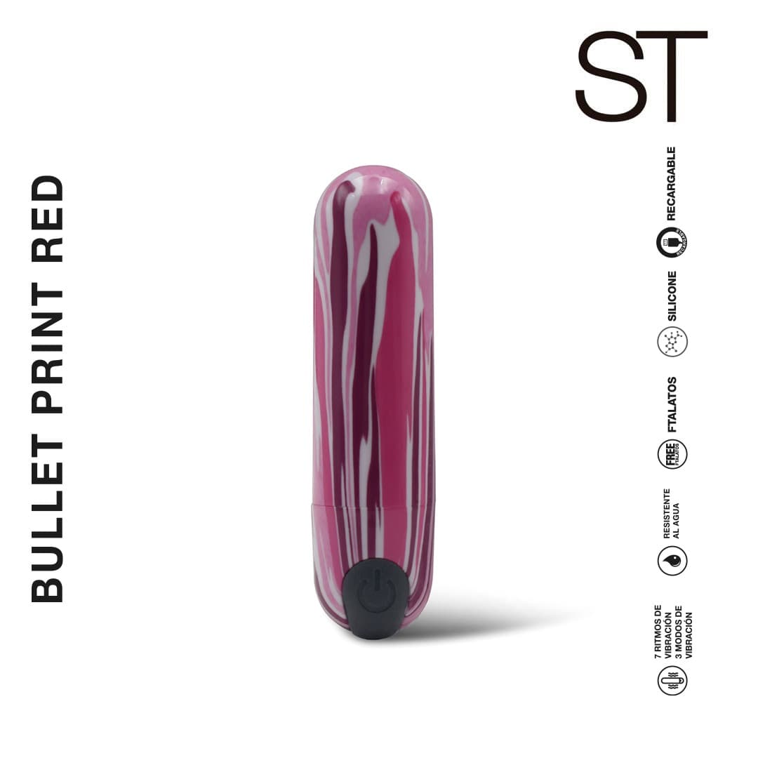 Estimulador de clitoris Bullet Print Red